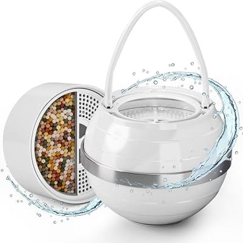 Bath Filter for Tub - Bathtub Water Filter with Splash Guard Removes Chlorine, Chloramines & Byproducts, 2,500 Gallons, Bath Water Filter Suitable for Baby & Those, Sensitive Skin, Easy Install