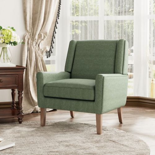 Modern Accent Chair with Thick Seat Cushion & Ergonomic Backrest – Firm Spring Support, Easy Assembly for Living Room, Reception, or Bedroom - Green