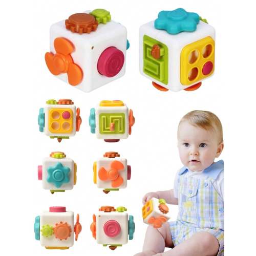1pc Montessori Early Education Multifunctional Wooden Cube Toy For Infants, 6 Novel Playing Methods, Child Cognitive Development, Flexible Finger Exercise, Suitable For 0-3 Year Old Birthday Gift (Random Color) | SHEIN USA