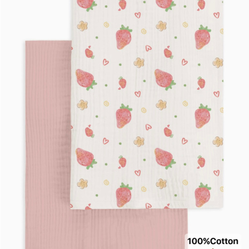 2pcs Soft Cotton Gauze Swaddle Blankets, Breathable Lightweight Suitable For Newborn & Infant Baby Boys Girls Cartoon Pattern | SHEIN USA