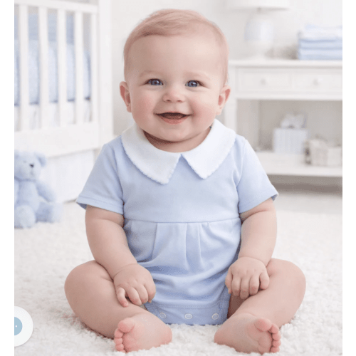 Essentials Solid Collared Bubble - Blue – Magnolia Baby