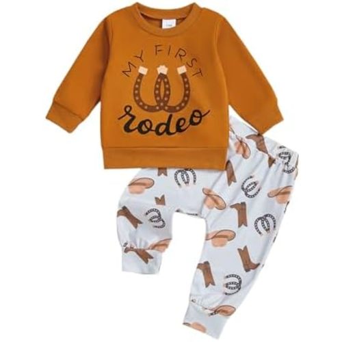 Western Toddler Baby Boy Clothes It's Alright To Be Little Bitty Sweatshirt Cowboy Hat Print Pants Set Country Outfit
