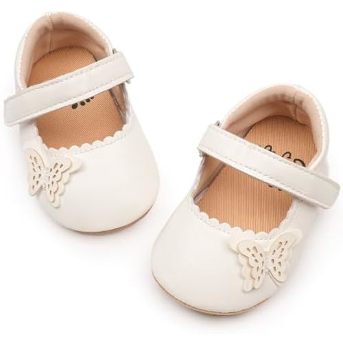 HONGTEYA Infant Baby Girls Mary Jane Flats Non Slip for Toddler First Walkers Soft Sole PU Leather Crib Shoes Sneaker Wedding Party Christmas Princess Dress Shoes Baby Moccasins Girls
