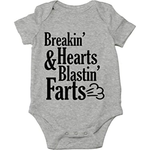 AW Fashions Breakin' Hearts & Blastin' Farts Baby Bodysuit Funny Cute Infant Clothing Baby Wear Apparel