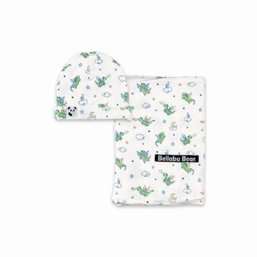 Dragon Bamboo Swaddle & Beanie Set White Newborn