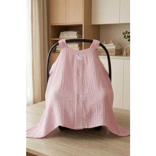 Organic Cotton Muslin Car Seat Cover, Breathable Stroller Canopy, Soft Baby Nursing Cover
