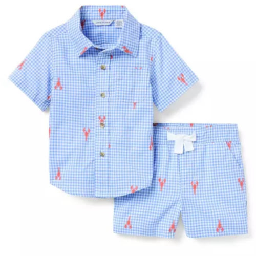 Baby Soft Blue Gingham The Cabana Matching Baby Set by Janie and Jack