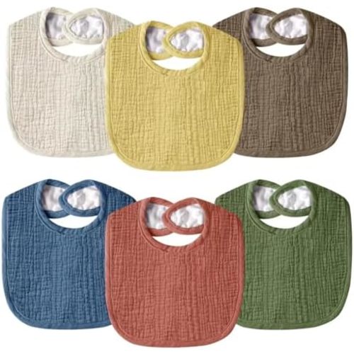 Muslin Baby Bibs for Unisex Boys Girls, Cotton Drool Bibs, Adjustable Newborn Bibs for Drooling and Teething