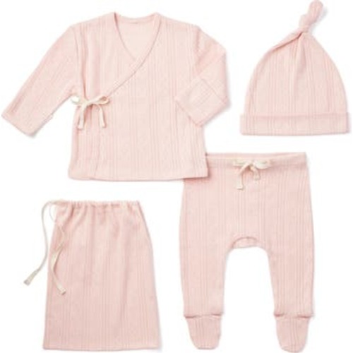 Cotton Pointelle Top, Pants, Hat & Bag Gift Set, 6-9M