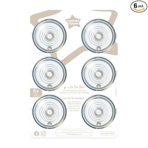 Tommee Tippee Natural Start Bottle Nipples, Medium Flow, 3m+ | Pack of 6, Breast-Like for a Natural Latch, Anti-Colic Valve, Soft Silicone, BPA Free