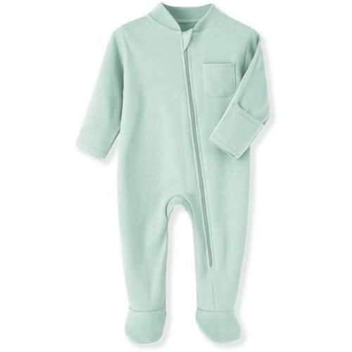Eleven's Kingdom Baby Kids Sleep and Play,Baby Cotton Pajamas with Mitten Cuffs, 2 Way Zipper Footed Sleeper 0-12 Month