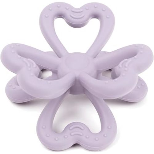 Haakaa Silicone Clover Teether - Food Grade Silicone Teething Toys for Babies 3-6 Months 6-12 Months, Soft & Easy Hold Chew Toy for Infant, BPA Free (Lavender)