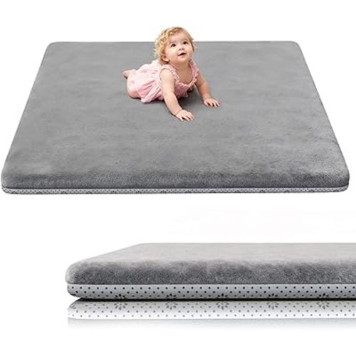 Baby Play Mat 50 x 50, Thick Baby Play Mat for Floor, Ultra Soft Playpen Mat, Machine Washable Tummy Time Foam, Non-Slip Bottom Helps Cushion, for Kids, Infant and Toddler Crawling