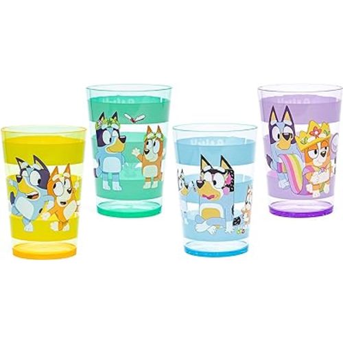 Zak Designs Bluey Nesting Tumbler Set Includes Durable Plastic Cups with Variety Artwork, Fun Drinkware is Perfect for Kids (14.5 oz, 4-Pack, Non-BPA)