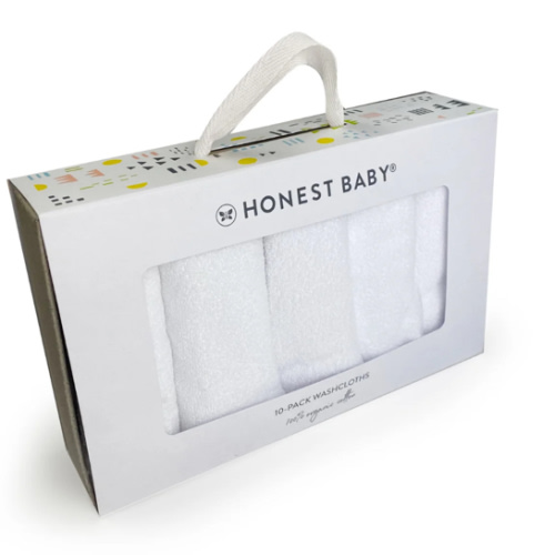 10-Pack Organic Cotton Baby-Terry Wash Cloths, Bright White | Honest Baby Clothing