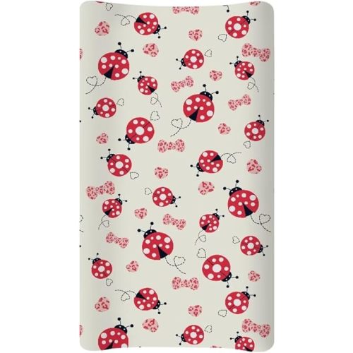 Ladybug Wipeable Changing Pad Cover Soft Cozy Baby Nursery Diaper Changing Pad Sheets Boys & Girls 16x32 Inch Home Accessories Gift for Friends