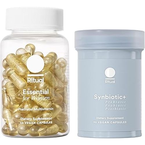Ritual Postnatal Multivitamin and Gut Duo Supplements with Postnatal Vitamins and Synbiotic+: 3-in-1 Probiotic, Prebiotic, Postbiotic, Supports Lactation, and Gut Health, 30 Day Supply