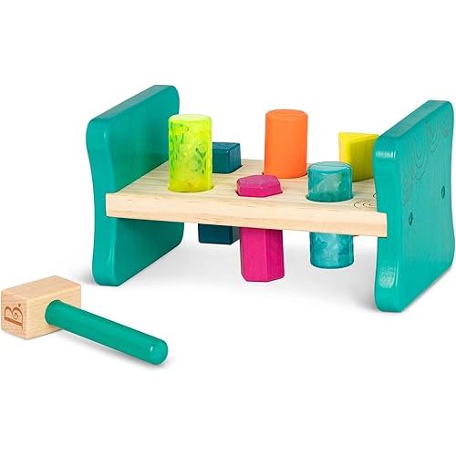 B. toys – Wooden Shape Sorter – Pounding Bench For Shape Sorting – 6 Pegs & Toy Hammer – Classic Toys For Toddlers, Kids – 2+ Years – Colorful Pound & Play