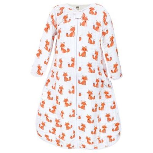 Hudson Baby Infant Boys Long Sleeve Muslin Sleeping Bag, Wearable Blanket, Sleep Sack, Foxes, 0-6 Months