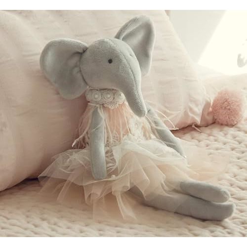 Daisy The Elephant Premium Quality Floppy Elephant Plush Doll Gift with Delicate Pink & Lace Tutu | Elegant Feather & Pearl Details | Playable Toy with Movable Legs & Huggable Arms