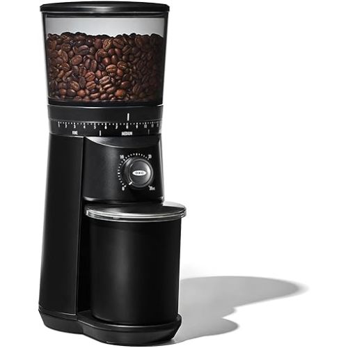 OXO Brew Conical Burr Grinder - Matte Black, Stainless Steel Burrs, One-Touch Automatic Smart Grind