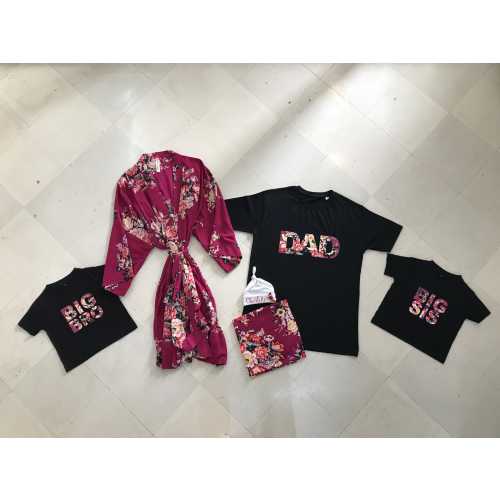 Floral Maternity Robe Swaddle Set: Cotton Dad Shirt, Hospital Bag