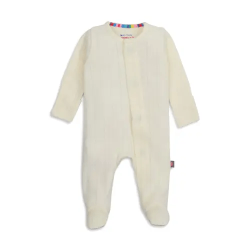 Love Lines Pointelle Magnetic Organic Cotton Footie | Nordstrom