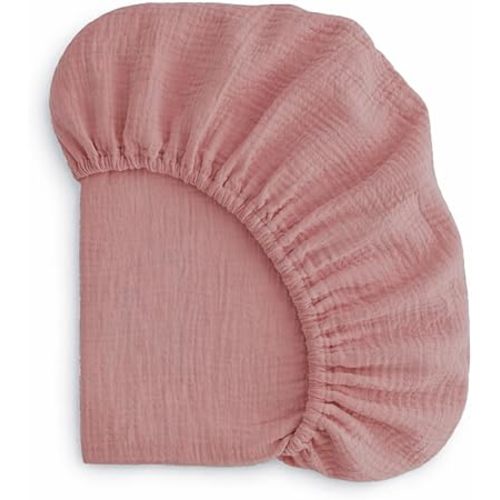 Ababy Custom Size Baby Fitted Sheet – Muslin Cotton for Bassinet, Crib, Cradle & Toddler Mattress – Soft Breathable Fabric, 360° Elastic, Machine Washable, Multiple Colors (Blush Pink)
