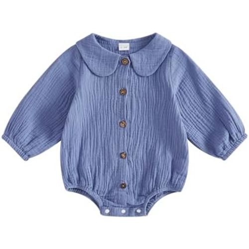 Newborn Coming Home Outfit Baby Boy Muslin Romper Long Sleeve Linen Clothes