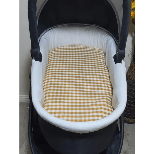 Pram/stroller bassinet liner-Mustard gingham