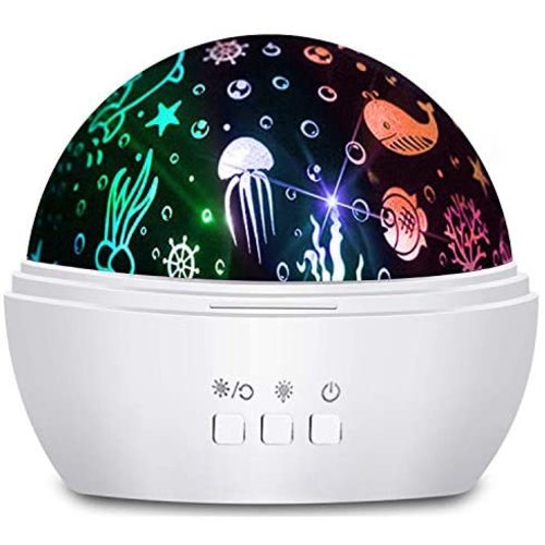 Moredig Kids Night Light, 360° Rotating Starry Night Light Projector for Baby, Ocean Wave Projector for Kids Bedroom Decoration- White