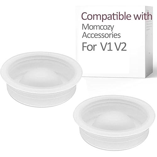 Replacement 2 Piece Silicone Membrane/Diaphragm Compatible with Momcozy V1 / V2 Wearable Breast Pump, Momcozy V2 Pump Seal, Accessories Made by Durceler, Not Original Momcozy V1 Pump Parts, White