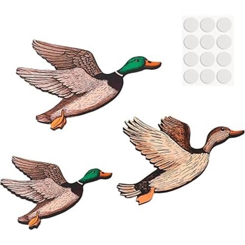 Kytvl Set of 3 Wooden Mallard Duck Wall Decor – Vintage Farmhouse Rustic Art for Entryway, Nursery, or Living Room – Larger Than Average Ducks (12"/11"/9") – Housewarming, Christmas, and Party Gift