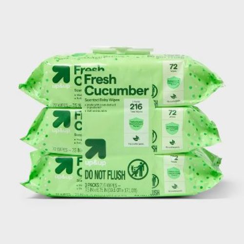 Fresh Cucumber Baby Wipes - 216ct - up&up™: Hypoallergenic, Alcohol-Free, Contains Aloe, Pop-Up Dispenser