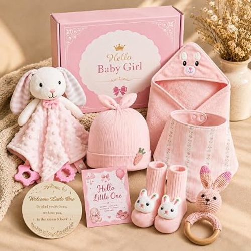 Baby Girl Gifts, 8 Pcs Baby Shower Gift for Girls, Newborn Gift Set