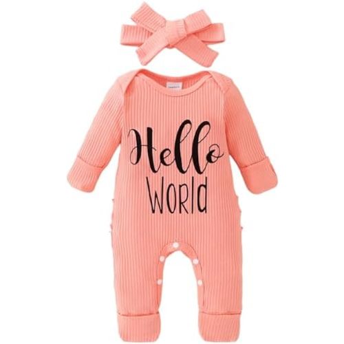 Yvowming Newborn Baby Girl Fall Winter Outfits Clothes Knit Romper Coming Home Outfit for Baby Girl