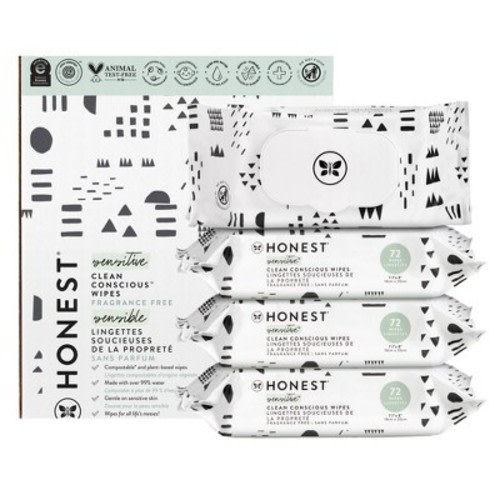 The Honest Company Plant-Based Baby Wipes made with over 99% Water - Pattern Play - 288ct
