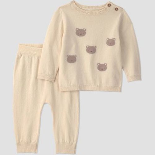 Carter's Just One You® Baby Boys' 2pc Long Sleeve Bear Sweater and Pants Set - Ivory 3M
