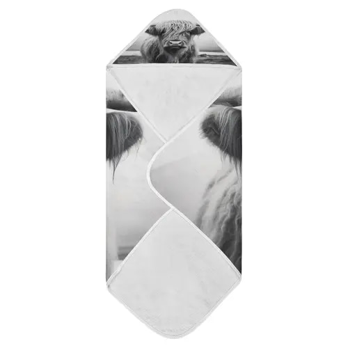 Highland Cow Baby Towel Ultra Soft Hooded Towels for Babies - Ultra Absorbent Cotton Bath Towels 30x30 Inch