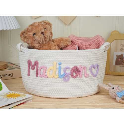 Personalized Handmade Baby Basket, Monogrammed Woven Basket, Baby Gift, Baby Shower Gift, Baby Basket, Storage Basket, Toy Organizer