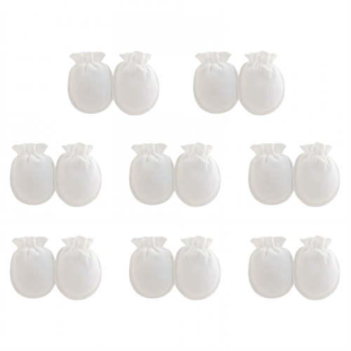 TELOLY 8 Pairs Baby Mittens,Cotton Mittens for Newborn Baby Boy,Newborn Mittens No Scratch,White