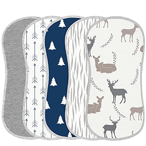 Baby Burp Cloths for Newborn Infant 100% Organic Cotton Ultra Absorbent and Soft Milk Spit Up Rags Baby Washcloths Burping Bibs Keep Clothes Dry 3 Layers for Unisex Boys and Girls Sets of 5 Pack…