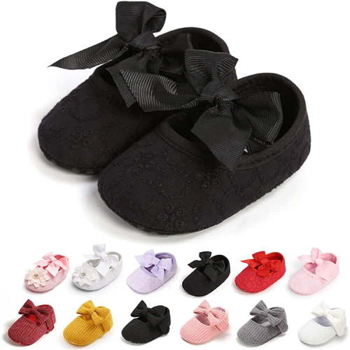 Infant Baby Girls Soft Sole Bowknot Princess Wedding Dress Mary Jane Flats Prewalker Newborn Light Baby Sneaker Shoes 0-18 Months