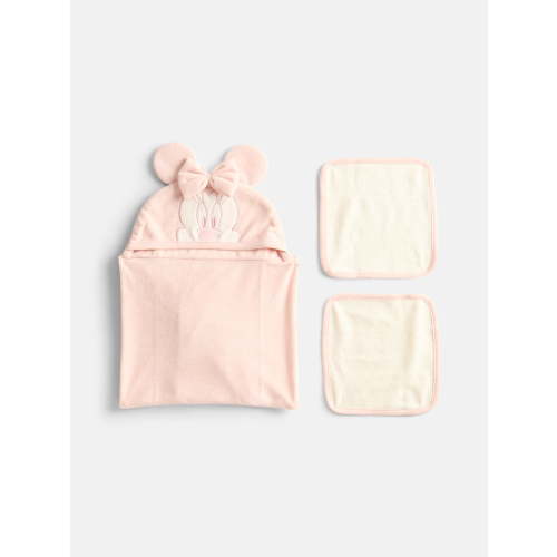 Disney Minnie Mouse Infant Baby Bath Set with Hooded Towel and Washcloths, 3-Piece, One Size