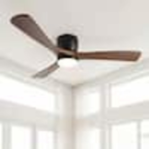 MODERN HABITAT 42 in. Integrated LED Indoor Flush Mount Black Standard Ceiling Fan with Remote 6-Speed, DC Motor Reversible CFL-1891-5252BM