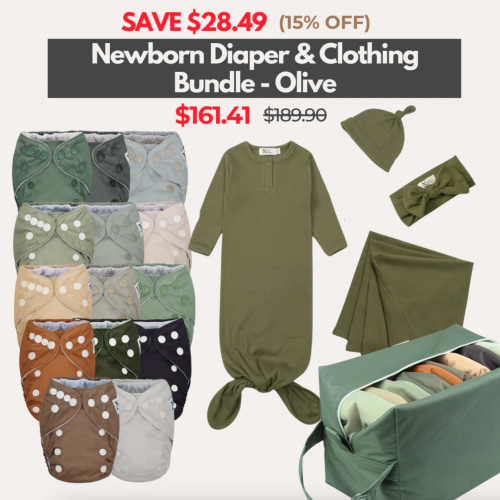 Newborn Diaper & Clothing Bundle Olive