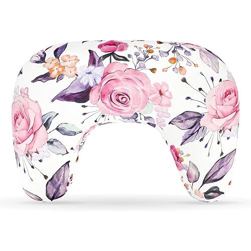 Pea Pod Nursing Pillow Cover, Soft Stretchy Nursing Cover for New-Designed Breastfeeding Pillow, Removable Feeding Slipover for Baby Boy and Girls, Pink Floral Pattern