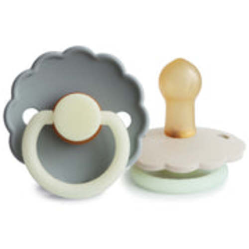 FRIGG Daisy Night Natural Rubber Pacifier– French Gray/Croissant
