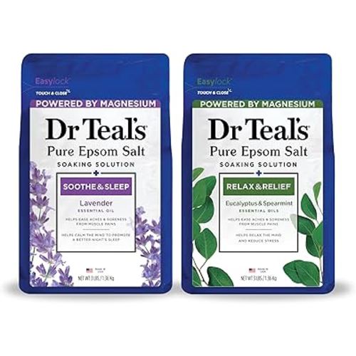 Dr Teal's Pure Epsom Salt, Lavender & Eucalyptus Duo Bundle, 3 lbs (Pack of 2)