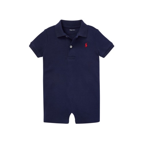 Cotton Polo Romper, 9M